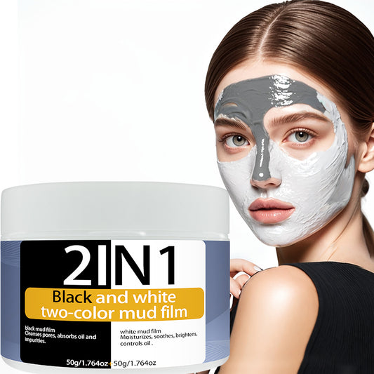 Two in one black and white two-color mud film bottle to solve multiple skin problems T area oil control cleaning U area brightening skin refreshing do not pull dry