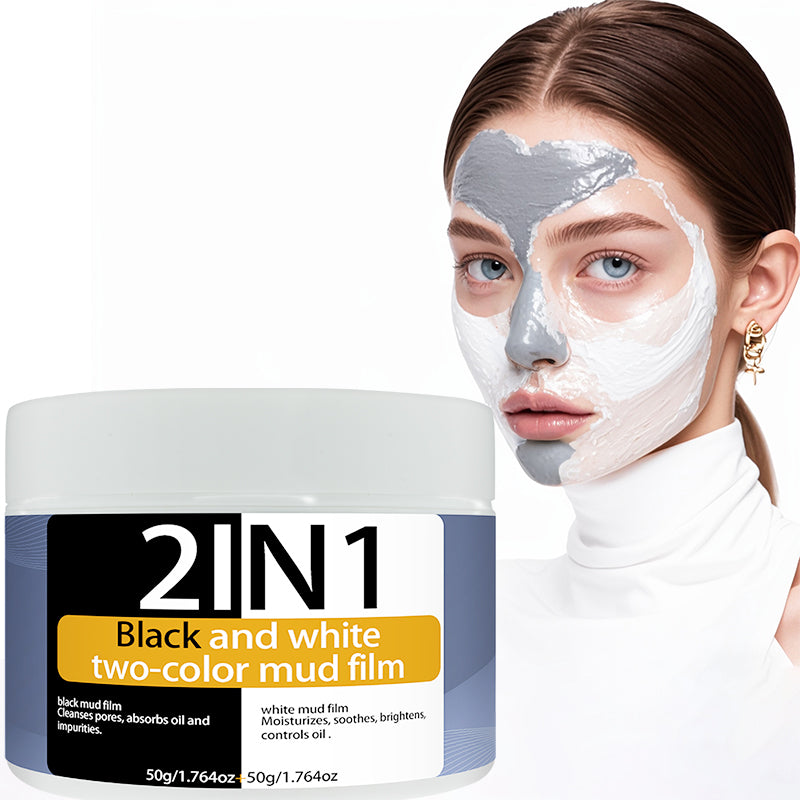 Two in one black and white two-color mud film bottle to solve multiple skin problems T area oil control cleaning U area brightening skin refreshing do not pull dry